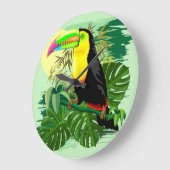 Toucan in grünem Amazonien Regenwald Große Wanduhr (Winkel)