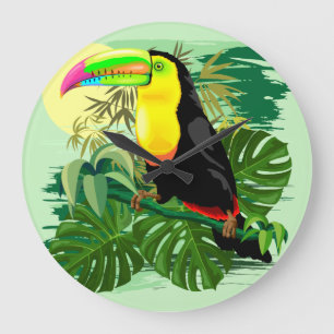 Toucan in grünem Amazonien Regenwald Große Wanduhr