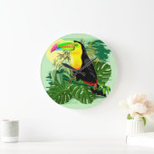 Toucan in grünem Amazonien Regenwald Große Wanduhr (Zuhause)