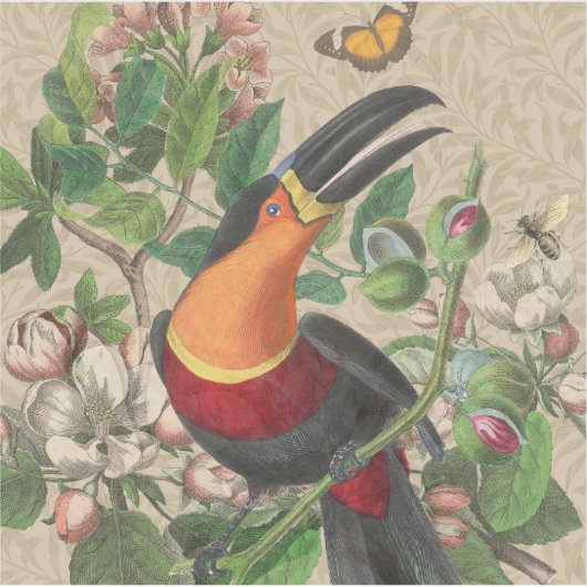 Toucan Jungle Tropical Bird Beautiful Antique Aufkleber (Vorderseite)