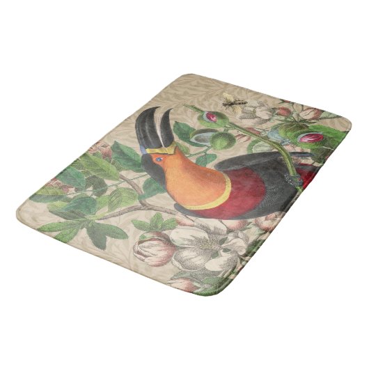 Toucan Jungle Tropical Bird Beautiful Antique Badematte (Schrägansicht)