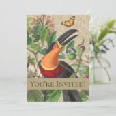 Toucan Jungle Tropical Bird Beautiful Antique Einladung (Stehend Vorderseite)