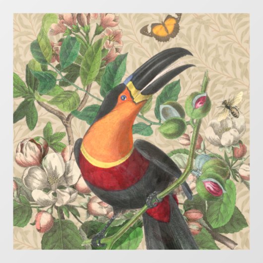 Toucan Jungle Tropical Bird Beautiful Antique Fensteraufkleber (Blatt)