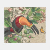 Toucan Jungle Tropical Bird Beautiful Antique Fleecedecke (Vorderseite (Horizontal))