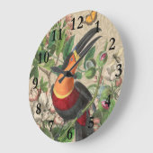 Toucan Jungle Tropical Bird Beautiful Antique Große Wanduhr (Winkel)