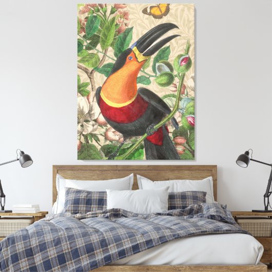 Toucan Jungle Tropical Bird Beautiful Antique Leinwanddruck (Insitu (Schlafzimmer))