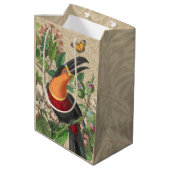 Toucan Jungle Tropical Bird Beautiful Antique Mittlere Geschenktüte (Rückseite Schrägansicht)