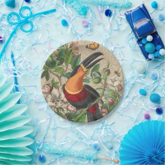Toucan Jungle Tropical Bird Beautiful Antique Pappteller (Party)