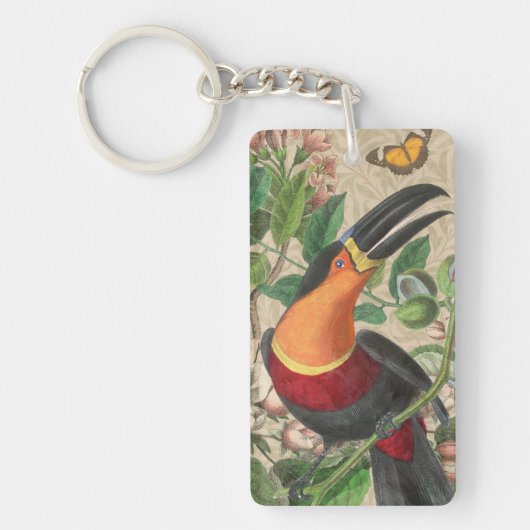 Toucan Jungle Tropical Bird Beautiful Antique Schlüsselanhänger (Vorderseite)