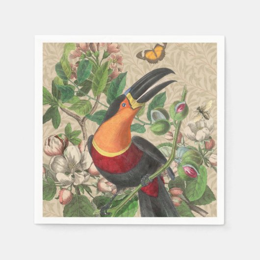 Toucan Jungle Tropical Bird Beautiful Antique Serviette (Vorderseite)