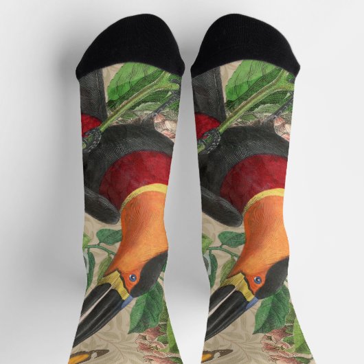 Toucan Jungle Tropical Bird Beautiful Antique Socken (Oben)