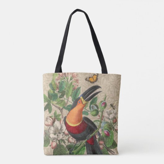 Toucan Jungle Tropical Bird Beautiful Antique Tasche (Rückseite)