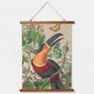 Toucan Jungle Tropical Bird Beautiful Antique Wandteppich Mit Holzrahmen