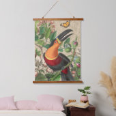 Toucan Jungle Tropical Bird Beautiful Antique Wandteppich Mit Holzrahmen (Schlafzimmer)