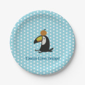 Toucan Loves Orange Pappteller (Vorderseite)