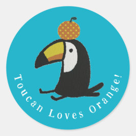 Toucan Loves Orange Runder Aufkleber