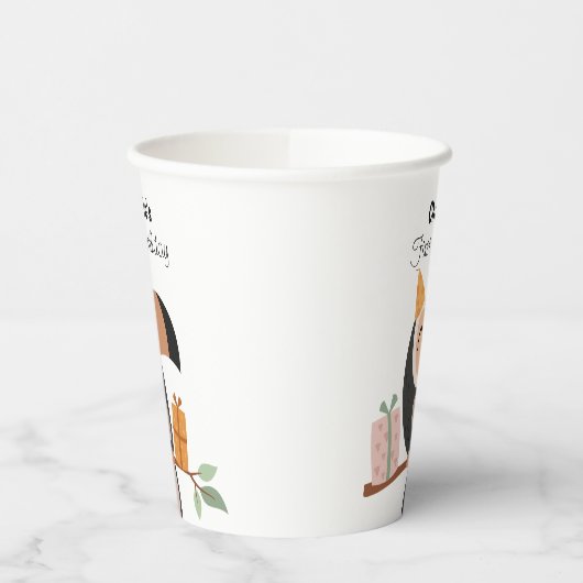 Toucan mit Party Hut, Geburtstag Pappbecher (Links)