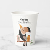 Toucan mit Party Hut, Geburtstag Pappbecher (Vorderseite)