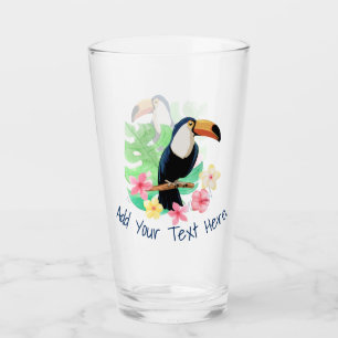 Toucan mit tropischen Blume Glas