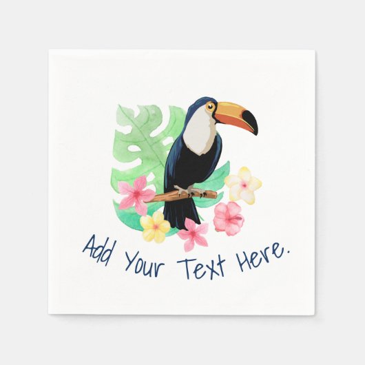 Toucan mit tropischer Blume Serviette (Vorderseite)