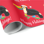 Toucan mit Weihnachtsmannmütze Happy Holidays! Geschenkpapier (Rolleneckpunkt)