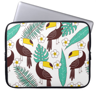 Toucan nahtlos Patter, Fliesen mit Palm-Blätter un Laptopschutzhülle
