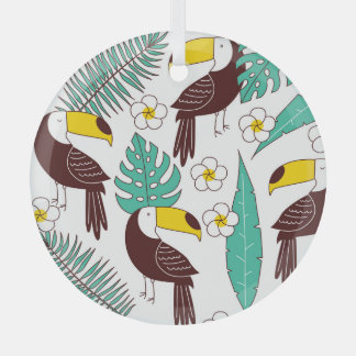 Toucan Orchid Vintag Palm Muster Ornament Aus Glas