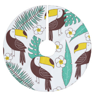 Toucan Orchid Vintag Palm Muster Polyester Weihnachtsbaumdecke