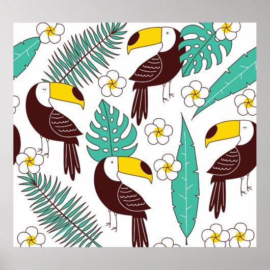 Toucan Orchid Vintag Palm Muster Poster (Vorne)