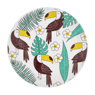 Toucan Orchid Vintag Palm Muster Schneidebrett