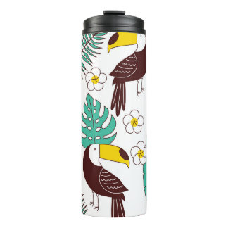 Toucan Orchid Vintag Palm Muster Thermosbecher