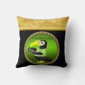 Toucan Papageien mit Computer- und Goldfoliendesig Kissen (Rückseite)