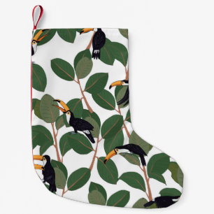 Toucan Parrot und Ficus: Vintage Eleganz. Kleiner Weihnachtsstrumpf