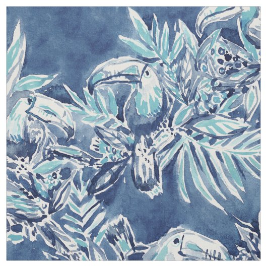 TOUCAN PLAN Indigo tropisch Stoff (Muster)
