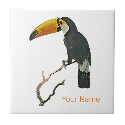 Toucan Portrait Animal Tropical Bird Design Fliese (Vorderseite)