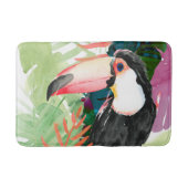 Toucan Portrait mit tropischen Blätter Badematte (Vorderseite)