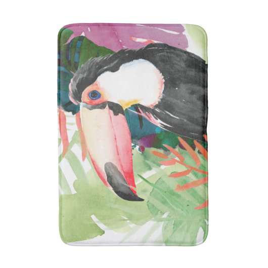 Toucan Portrait mit tropischen Blätter Badematte (Vorderseite Vertikal)
