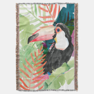 Toucan Portrait mit tropischen Blätter Decke