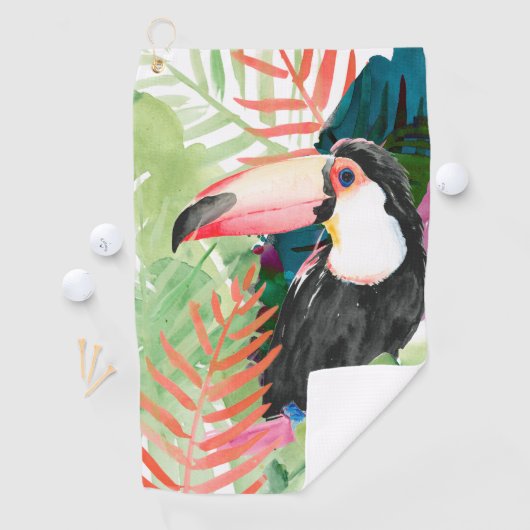 Toucan Portrait mit tropischen Blätter Golfhandtuch (Insitu)
