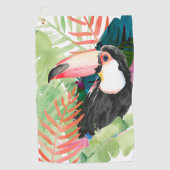 Toucan Portrait mit tropischen Blätter Golfhandtuch (Vorderseite)