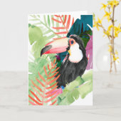 Toucan Portrait mit tropischen Blätter Karte (Gelbe Blume)