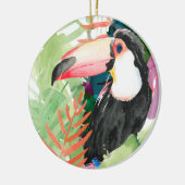 Toucan Portrait mit tropischen Blätter Keramik Ornament (Links)