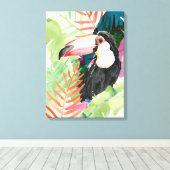 Toucan Portrait mit tropischen Blätter Leinwanddruck (Insitu (Holzboden))