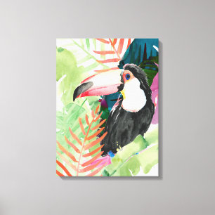 Toucan Portrait mit tropischen Blätter Leinwanddruck