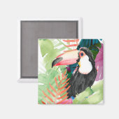 Toucan Portrait mit tropischen Blätter Magnet (Vorderseite/Rückseite)