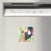 Toucan Portrait mit tropischen Blätter Magnet (In Situ (Geschirrspüler))