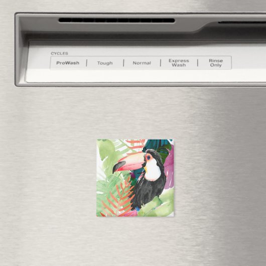 Toucan Portrait mit tropischen Blätter Magnet (In Situ (Geschirrspüler))