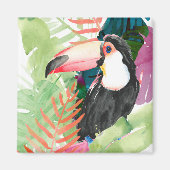 Toucan Portrait mit tropischen Blätter Magnet (Vorne)