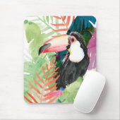 Toucan Portrait mit tropischen Blätter Mousepad (Mit Mouse)