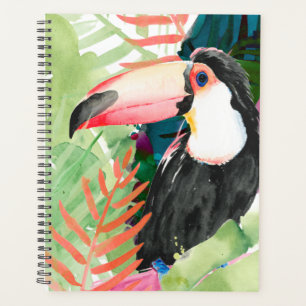 Toucan Portrait mit tropischen Blätter Planer